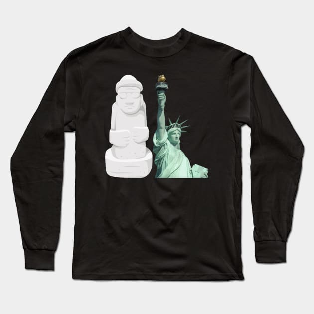 Korean American - Korea, America Statues Long Sleeve T-Shirt by The Korean Rage